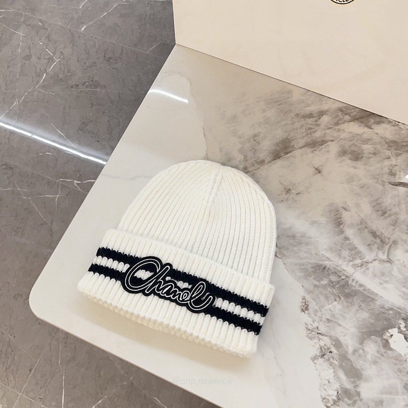 Chanel Knitted Cold Hat White Black Gray Brown (7) - newkick.app